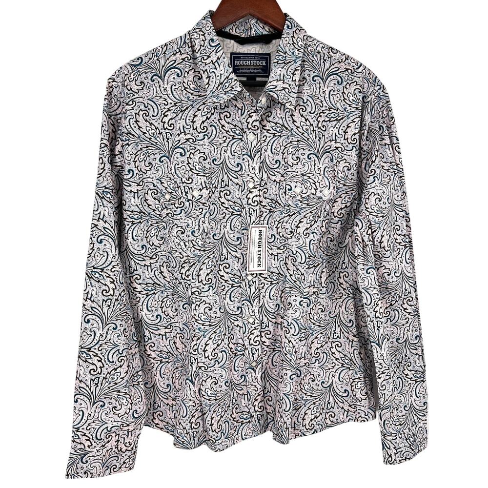 NEW NWT Panhandle Slim Womens XL Pearl Snap Blue Western Shirt Top Rodeo Ranch